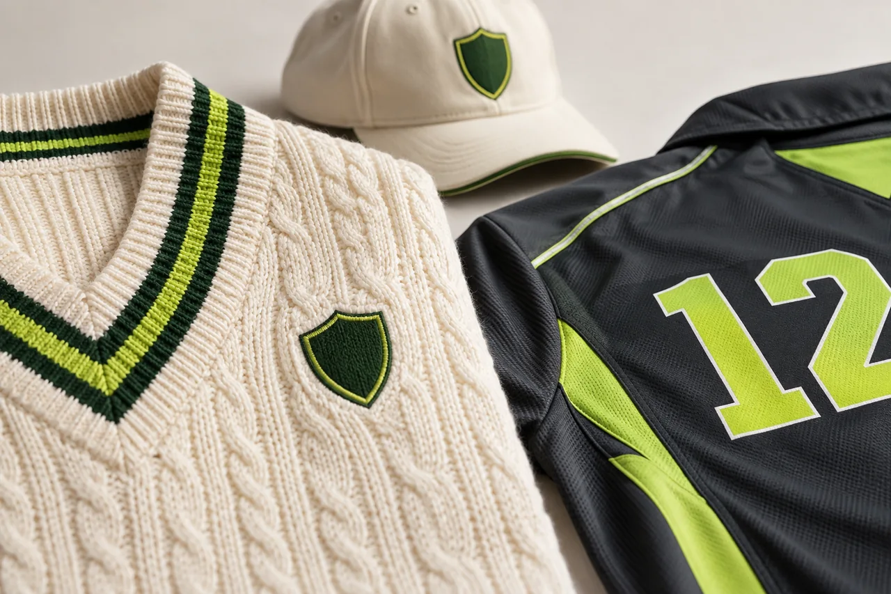 Compare embroidery on a structured crest area with printed graphics on a lightweight coloured shirt.
