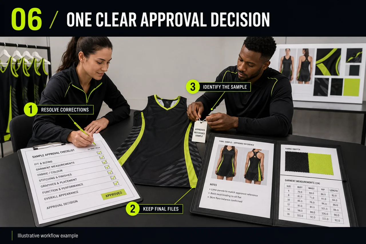 Resolve corrections and identify the exact sample and files that receive approval.