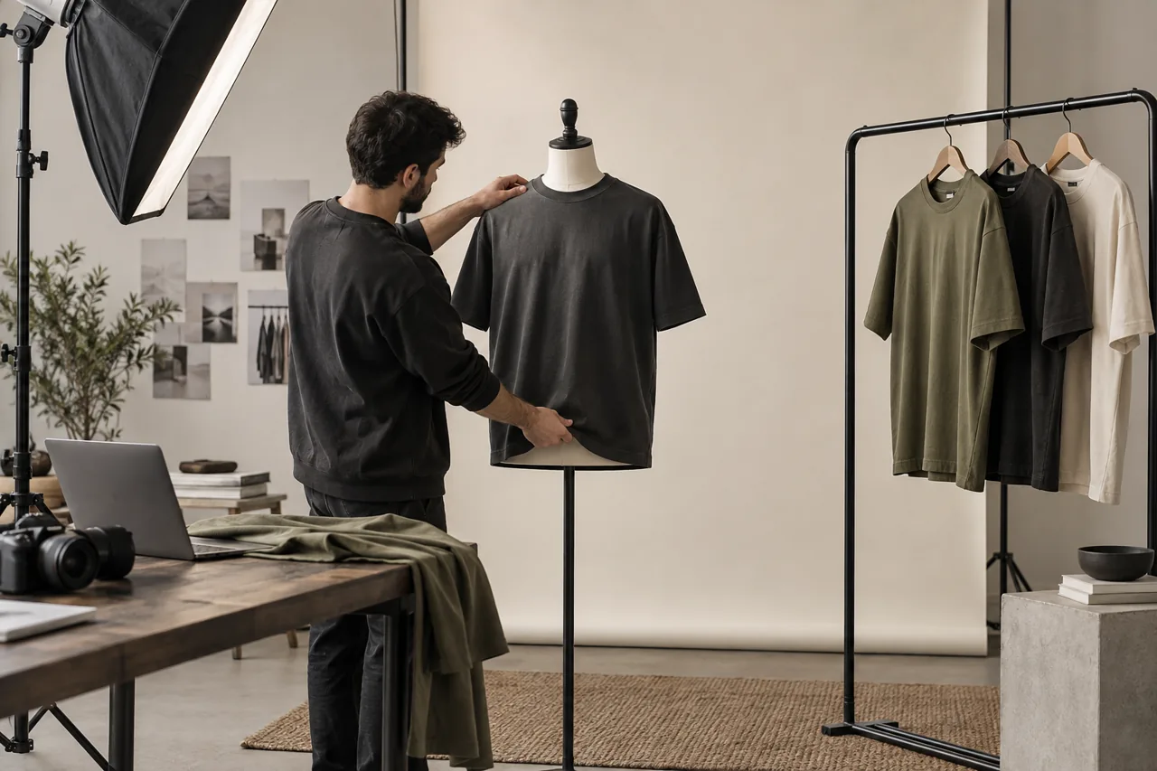 Conceptual small streetwear collection prepared for product photography