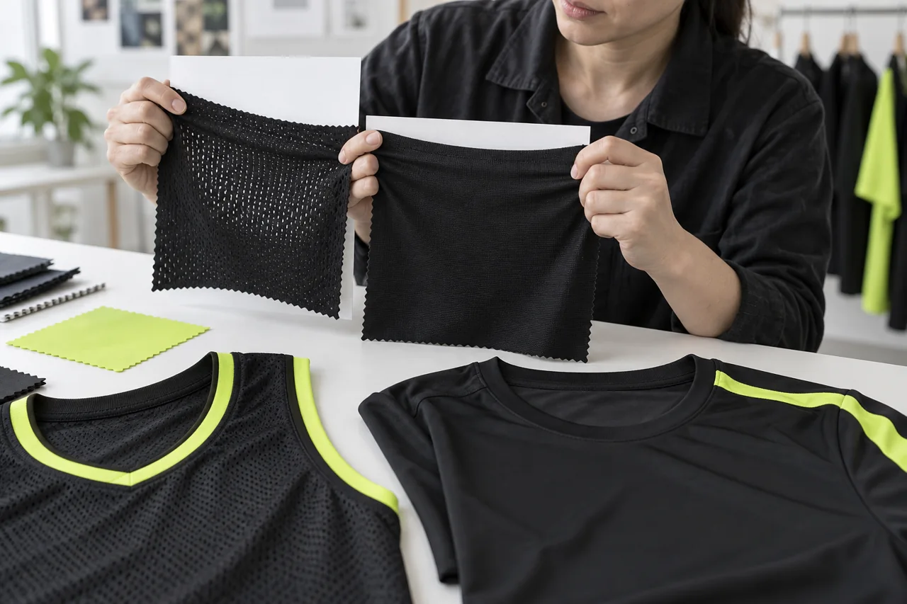 Compare fabric construction, coverage and stretch for the intended garment function.
