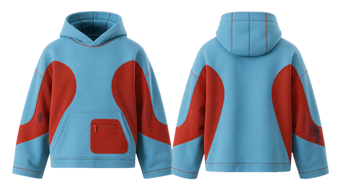 Aqua Brick Current cut-and-sew hoodie, original colour preview