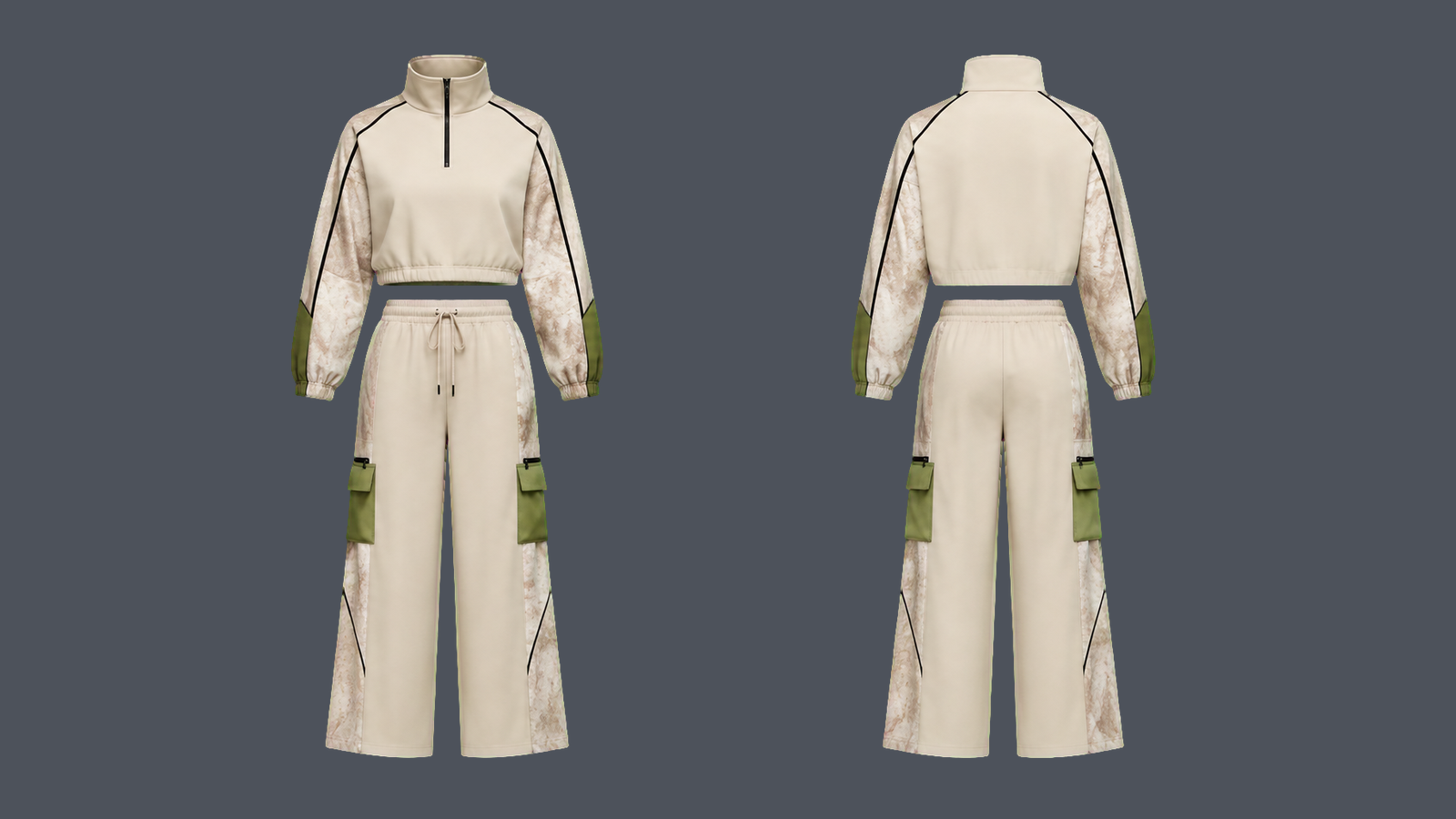 Metro Crop Set — Sand, original colour preview
