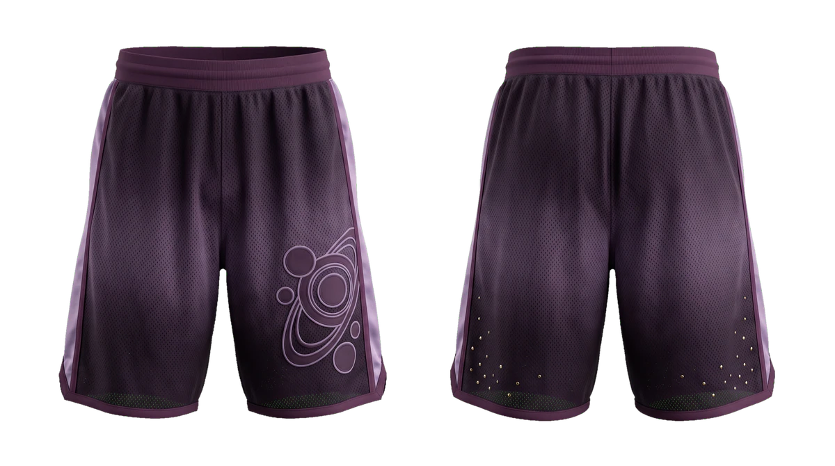 Aubergine Orbit Mesh Shorts, original colour preview