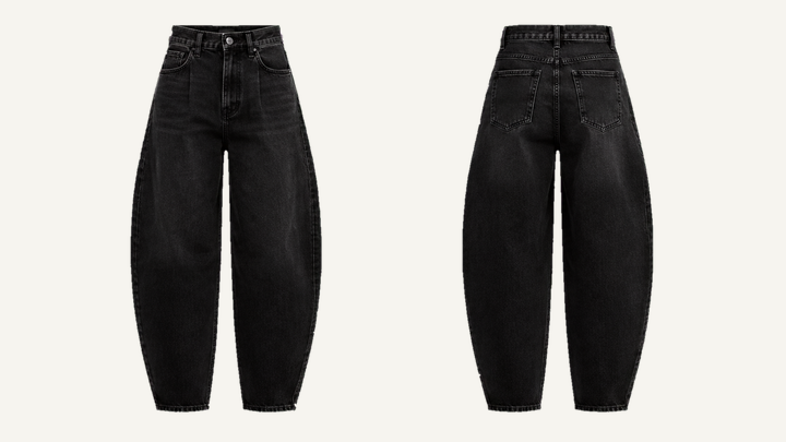 Barrel-leg Jeans — True Black Stone Wash, original colour preview