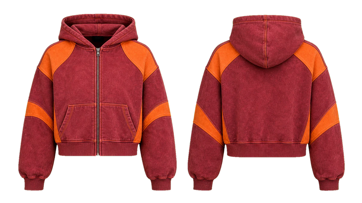 Berry Tangerine Arc cut-and-sew hoodie, original colour preview