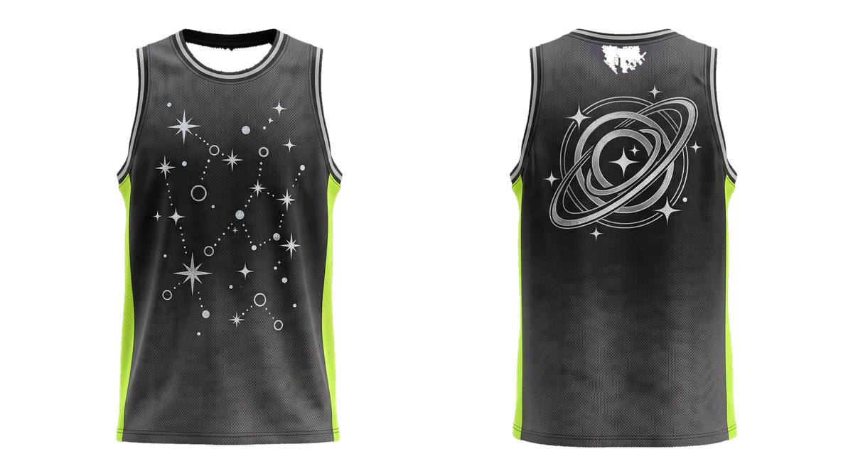 Black Lime Orbit Basketball Fan Jersey, original colour preview