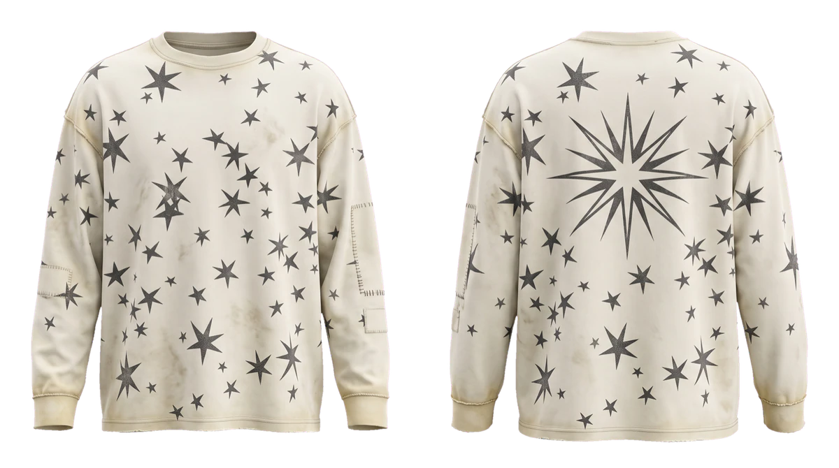 Bone Dirty-Vintage Long-Sleeve T-shirt rhinestone product front and back preview