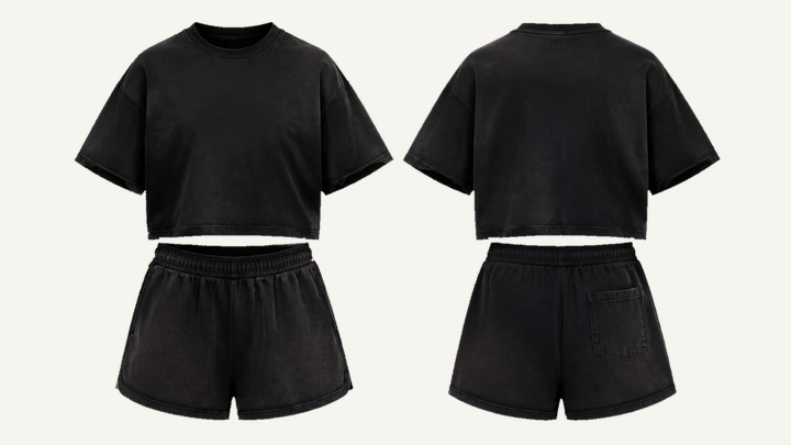 Boxy Cropped T-Shirt — True Black Sun and Seam Fade, original colour preview