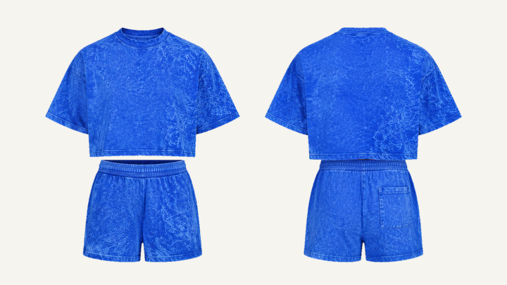 Boxy Cropped T-Shirt — Cobalt HSL Master Tonal Crinkle Dye, original colour preview