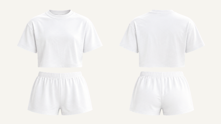 Boxy Cropped T-Shirt — True White Clean Reactive Solid, original colour preview