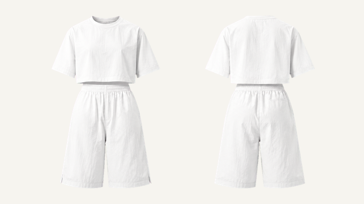 Boxy T-Shirt and Shorts Set — True White Enzyme Soft Wash, original colour preview