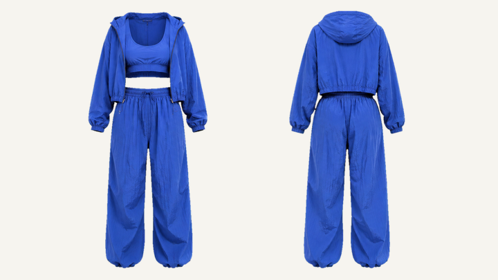 Bralette, Jacket and Pants Set — Cobalt HSL Master Technical Crinkle Rinse, original colour preview