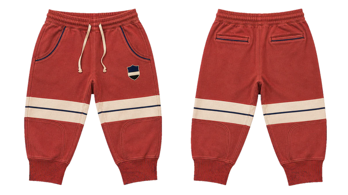 Brick Cream Rugby Stripe Three-Quarter Joggers, original colour preview