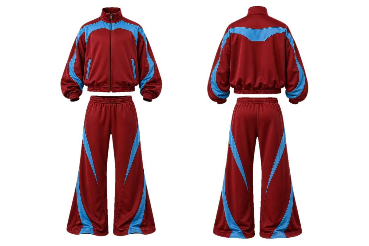 Burgundy Cyan Crestline baggy tracksuit, original colour preview