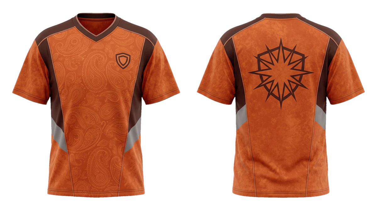 Burnt Orange Paisley Soccer Fan Jersey, original colour preview