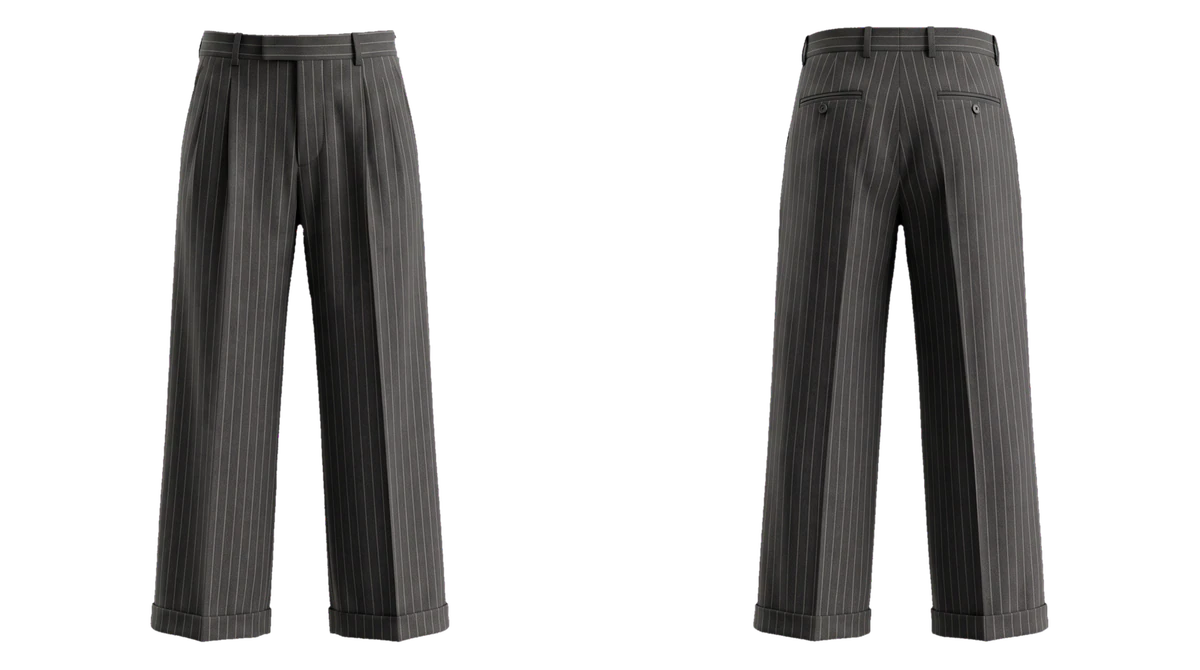 Charcoal Pleated Wide-Leg Pants, original colour preview