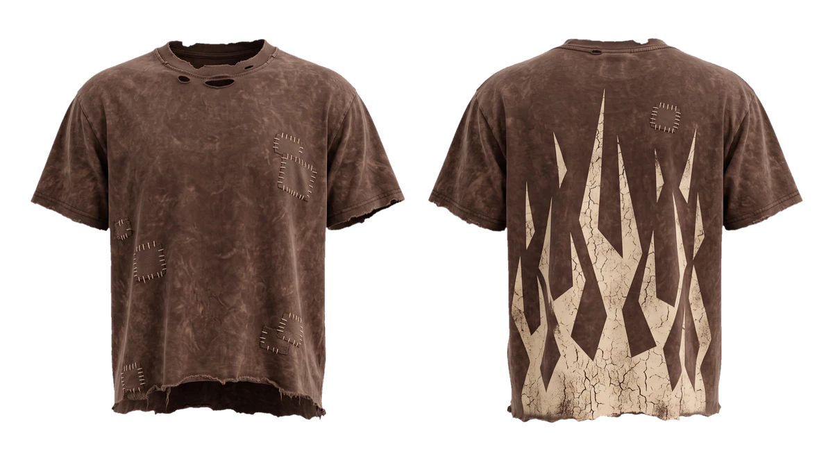 Chocolate Distressed Cutoff T-shirt, original colour preview