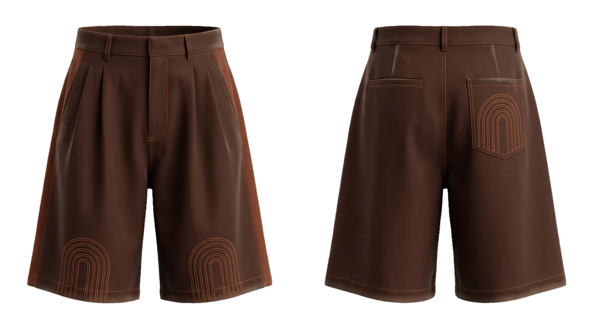 Chocolate Pleated Tailored Shorts, original colour preview
