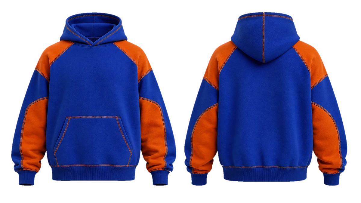 Cobalt Ember Relay cut-and-sew hoodie, original colour preview