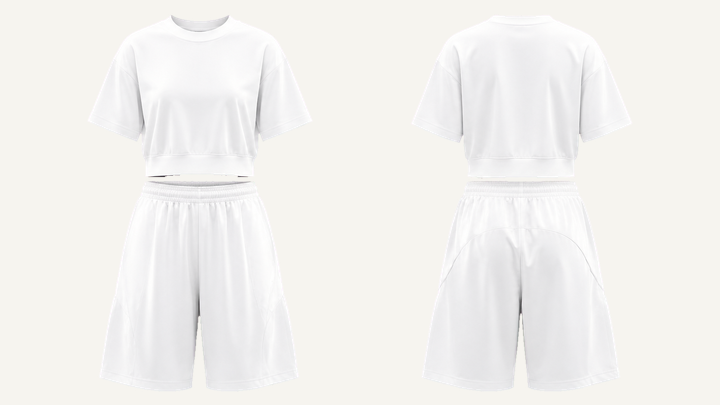 Crewneck and Shorts Set — True White Clean Reactive Solid, original colour preview