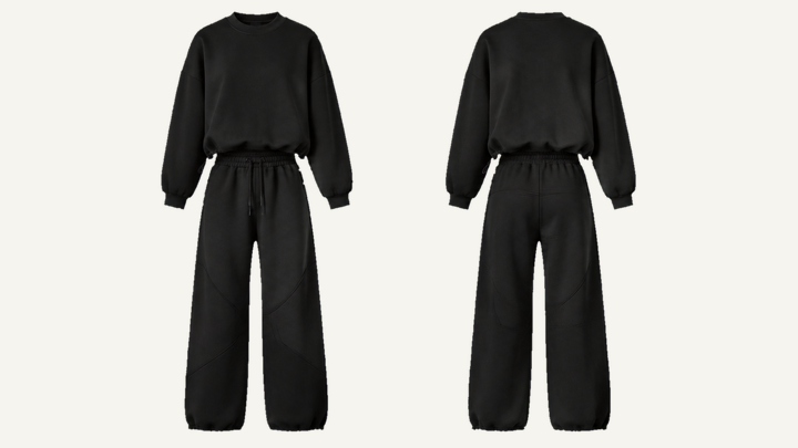 Crewneck and Sweatpants Set — True Black Matte Panel Wash, original colour preview
