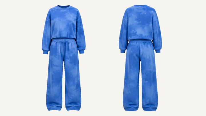 Crewneck and Sweatpants Set — Cobalt HSL Master Tonal Cloud Wash, original colour preview