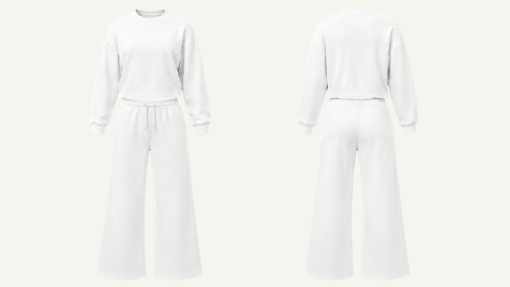 Crewneck and Sweatpants Set — True White Brushed Soft Finish, original colour preview