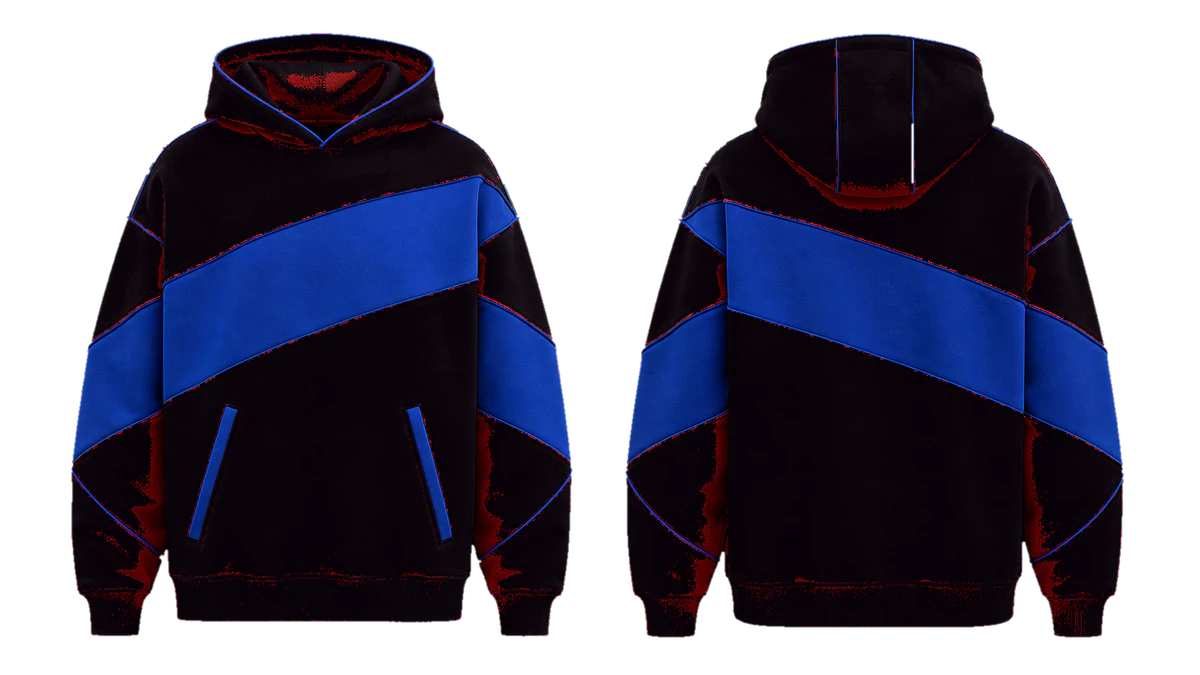 Crimson Cobalt Vector cut-and-sew hoodie, original colour preview
