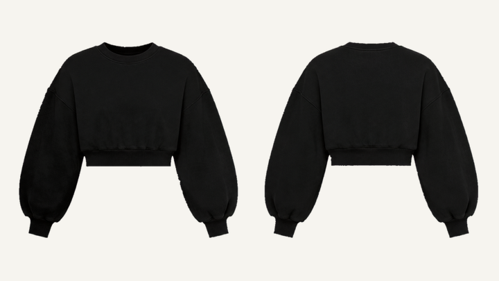 Cropped Crewneck Sweatshirt — True Black Overdyed, original colour preview