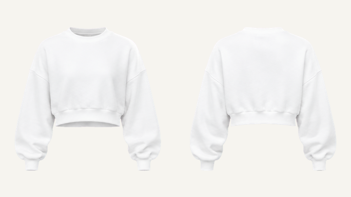 Cropped Crewneck Sweatshirt — True White Brushed Soft Finish, original colour preview