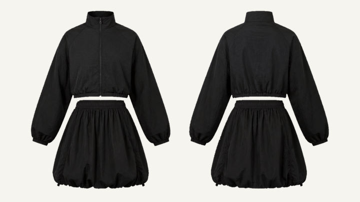 Cropped Jacket and Skirt Set — True Black Overdyed, original colour preview