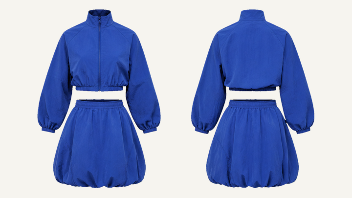 Cropped Jacket and Skirt Set — Cobalt HSL Master Matte Panel Wash, original colour preview
