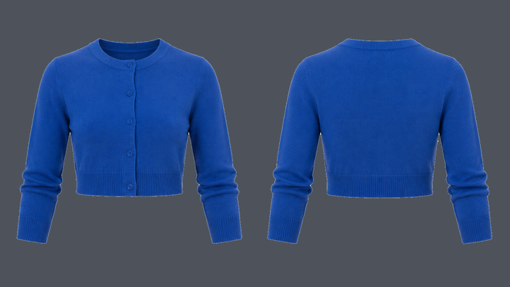 Cropped Knit Cardigan — Cobalt HSL Master, original colour preview