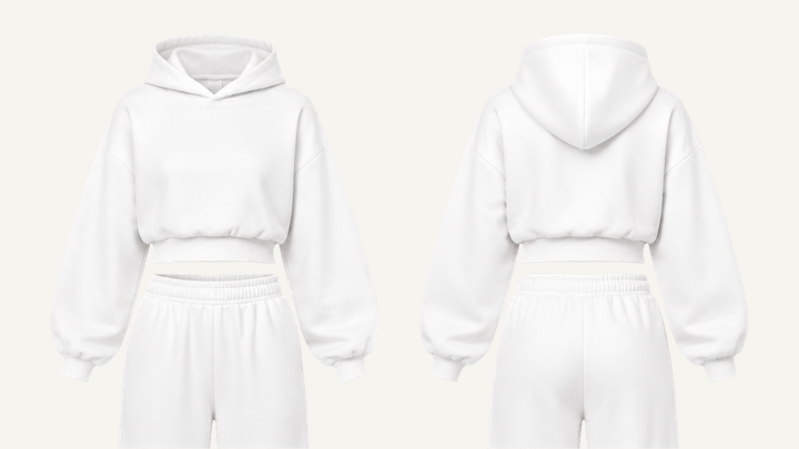 Cropped Pullover Hoodie — True White Clean Reactive Solid, original colour preview