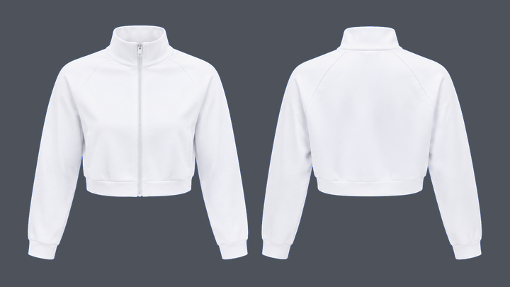 Cropped Warm-Up Jacket — True White, original colour preview