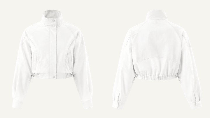 Cropped Women's Jacket — True White Matte Panel Wash, original colour preview