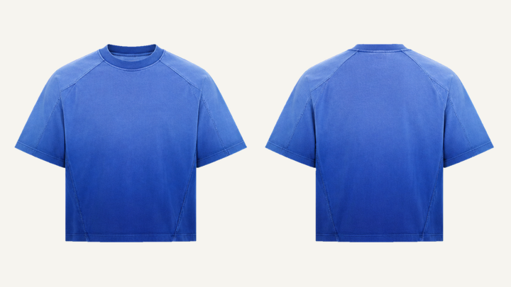 Cut-and-sew Panel T-Shirt — Cobalt HSL Master Tonal Dip Dye Ombre, original colour preview