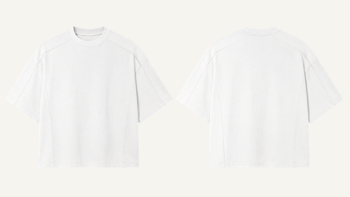 Cut-and-sew Panel T-Shirt — True White Vintage Soft Wash, original colour preview