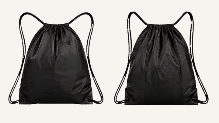 Drawstring Gym Sack — True Black Waxed Matte Finish, original colour preview