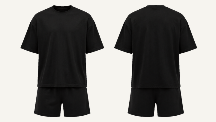 Drop-shoulder T-Shirt — True Black Overdyed, original colour preview