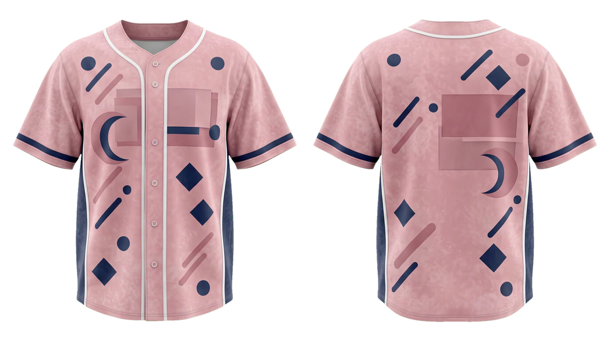 Dusty Pink Navy Parallax Baseball Jersey, original colour preview