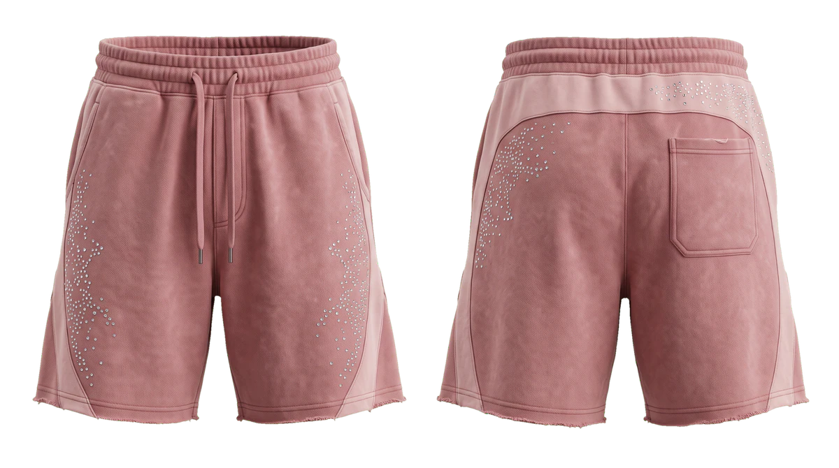 Dusty Rose Crystal Fleece Shorts, original colour preview