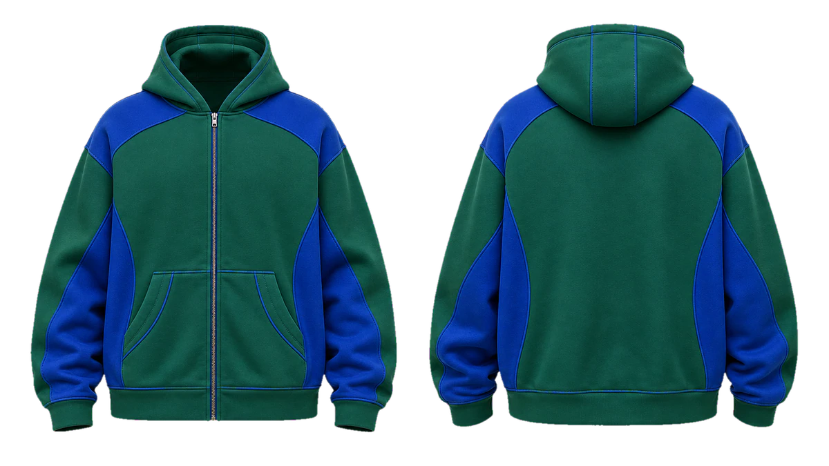 Emerald Royal Contour cut-and-sew hoodie, original colour preview