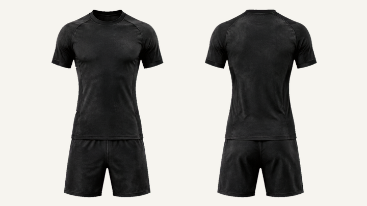 Fitted Performance Soccer Jersey — True Black Sun and Seam Fade, original colour preview