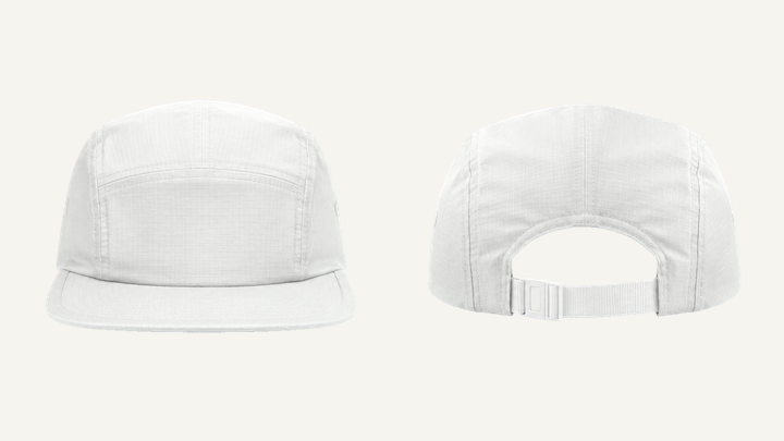 Five-panel Cap — True White Matte Panel Wash, original colour preview