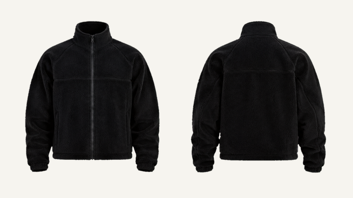 Fleece Jacket — True Black Matte Panel Wash, original colour preview