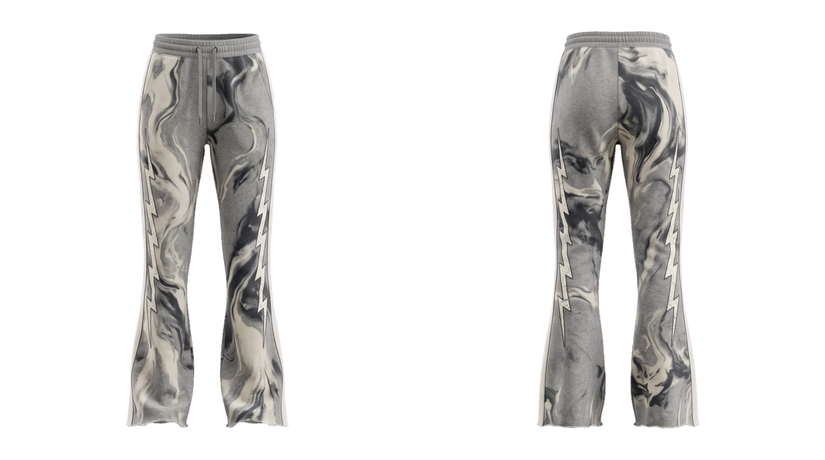 Grey Acid-Wash Flared Pants, original colour preview