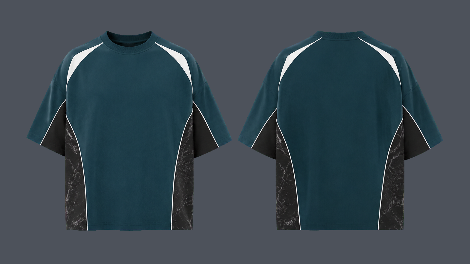 Rib Collar Box Tee — Deep teal, original colour preview