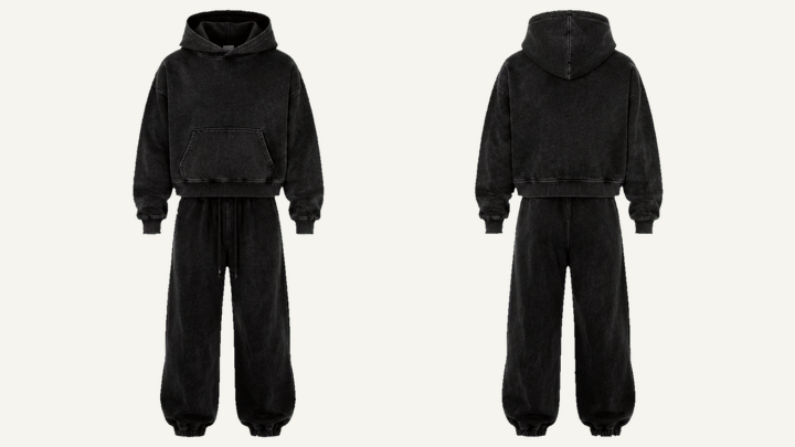 Heavyweight Fleece Hoodie — True Black Tonal Mineral Wash, original colour preview
