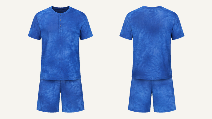 Henley T-Shirt — Cobalt HSL Master Tonal Ice Geode Dye, original colour preview